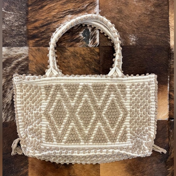 ANTONELLO TEDDE CAPRICCIOLI MED_Rombi. Brown Linen tote hand-stitched - Picture 3 of 6